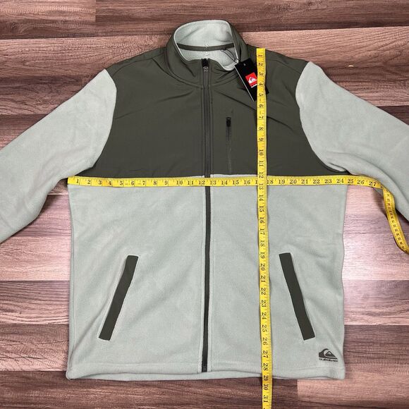 Quiksilver Mens The Trail Polar Fleece 3 Pocket Sage Green Jacket Sz XL NWT - Picture 3 of 12